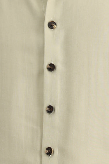 Açık Bej Uzun Kol Oversize Lyocell Karışımlı Gömlek