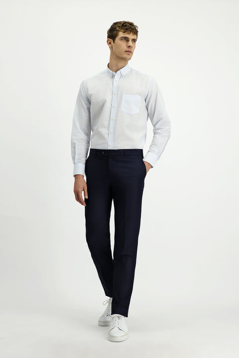 Açık Mavi Uzun Kol Regular Çizgili Düğmeli Yaka Pamuklu Gömlek