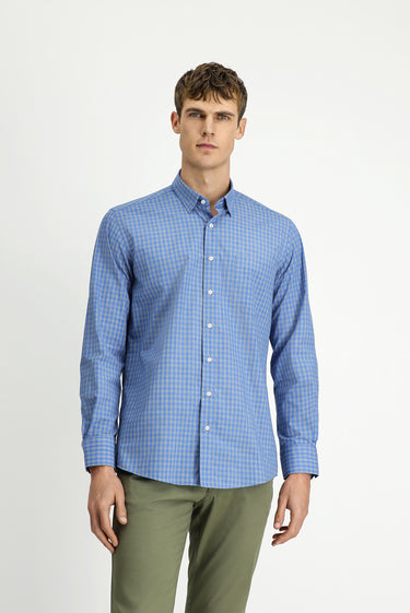  Orta Füme Uzun Kol Regular Fit Ekose Pamuklu Kolay Ütülenebilir Gömlek