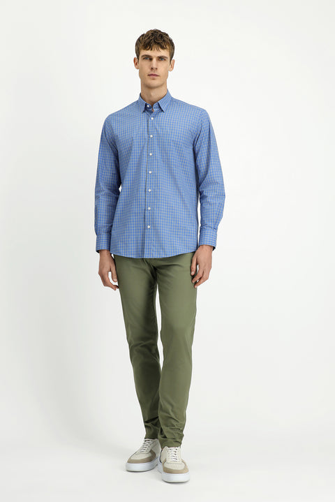 Orta Füme Uzun Kol Regular Fit Ekose Pamuklu Kolay Ütülenebilir Gömlek