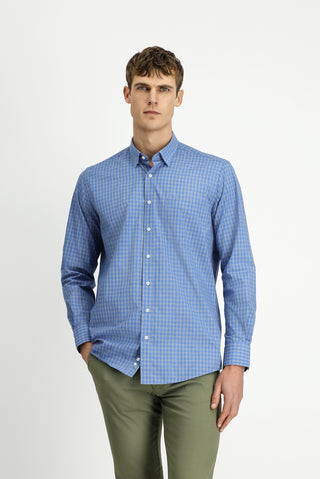  Orta Füme Uzun Kol Regular Fit Ekose Pamuklu Kolay Ütülenebilir Gömlek