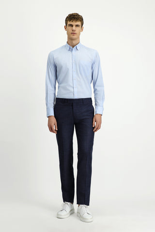  Açık Mavi Uzun Kol Regular Fit Ekose Pamuklu Kolay Ütülenebilir Gömlek