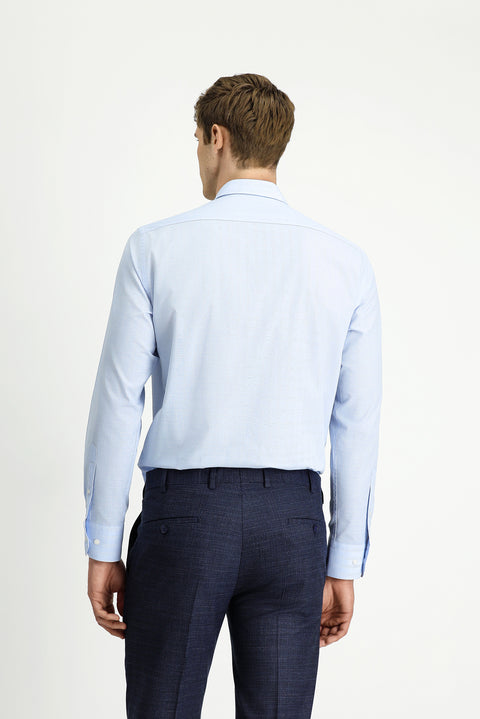 Açık Mavi Uzun Kol Regular Fit Ekose Pamuklu Kolay Ütülenebilir Gömlek