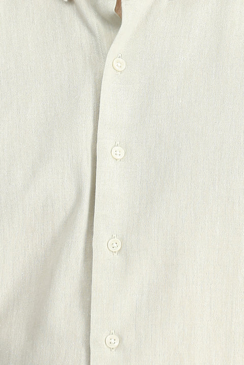 Taş Uzun Kol Slim Fit Dar Kesim Pamuklu Keten Düğmeli Yaka Gömlek