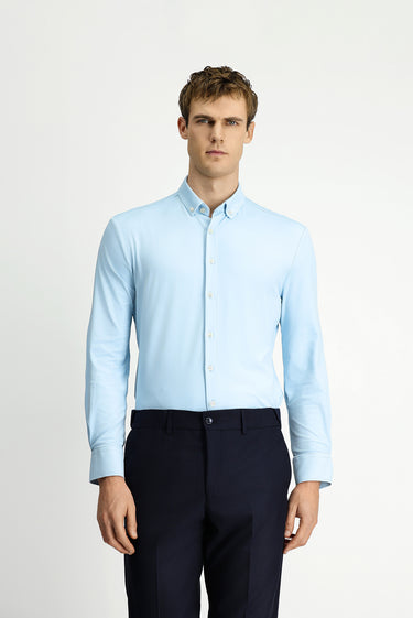  Uçuk Mavi Techno-Line Uzun Kol Regular Fit Likralı Düğmeli Yaka Gömlek