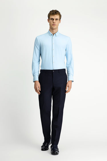  Uçuk Mavi Techno-Line Uzun Kol Regular Fit Likralı Düğmeli Yaka Gömlek