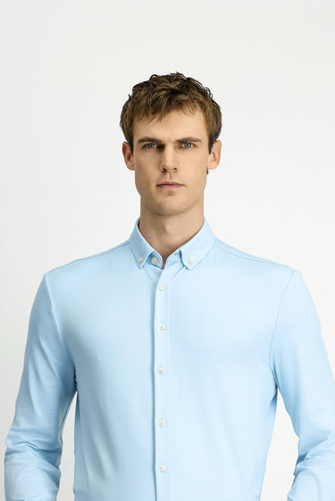  Uçuk Mavi Techno-Line Uzun Kol Regular Fit Likralı Düğmeli Yaka Gömlek