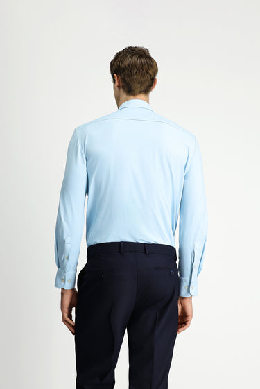 Uçuk Mavi Techno-Line Uzun Kol Regular Fit Likralı Düğmeli Yaka Gömlek