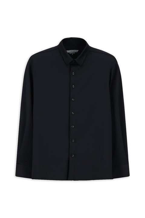 Siyah Techno-Line Uzun Kol Regular Fit Likralı Esnek Gömlek