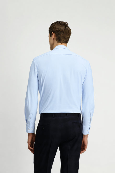 Light Blue Techno-Line Long Sleeve Regular Fit Lycra Stretch Shirt