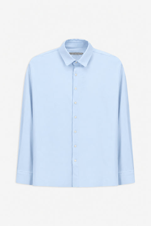 Light Blue Techno-Line Long Sleeve Regular Fit Lycra Stretch Shirt