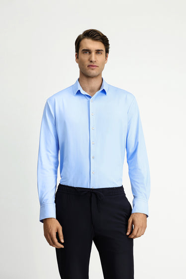  Açık Mavi Techno-Line Uzun Kol Regular Fit Likralı Gömlek