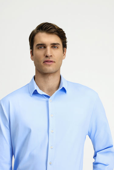  Açık Mavi Techno-Line Uzun Kol Regular Fit Likralı Gömlek