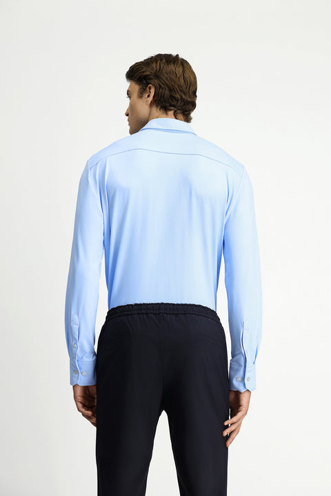 Açık Mavi Techno-Line Uzun Kol Regular Fit Likralı Esnek Gömlek