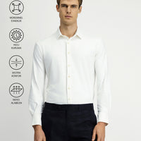 Beyaz Techno-Line Uzun Kol Regular Fit Likralı Esnek Gömlek