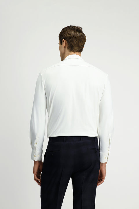 Beyaz Techno-Line Uzun Kol Regular Fit Likralı Esnek Gömlek