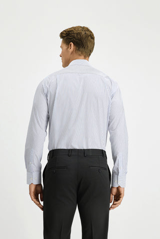  Beyaz Uzun Kol Klasik Çizgili Pamuklu Kolay Ütülenebilir Gömlek