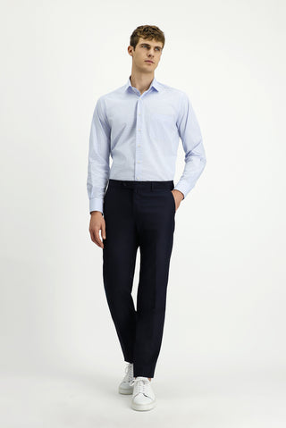  Açık Mavi Uzun Kol Klasik Ekose Pamuk Gömlek