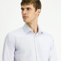 Beyaz Uzun Kol Klasik Ekose Pamuk Gömlek