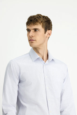  Beyaz Uzun Kol Klasik Ekose Pamuk Gömlek