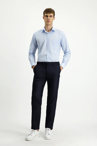  Açık Mavi Uzun Kol Regular Fit Pamuk Ekose Gömlek