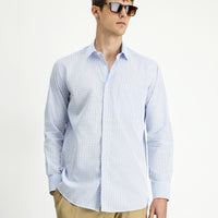 Açık Mavi Uzun Kol Regular Fit Pamuk Ekose Gömlek