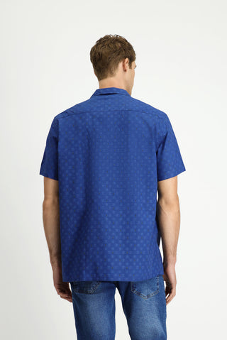  İndigo Kısa Kol Regular Fit Desenli Pamuk Gömlek