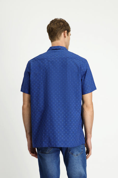 İndigo Kısa Kol Regular Fit Desenli Pamuk Gömlek