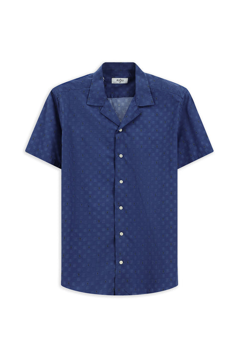 İndigo Kısa Kol Regular Fit Desenli Pamuk Gömlek