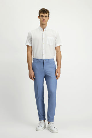  Beyaz Kısa Kol Regular Fit Düğmeli Yaka Pamuk Gömlek