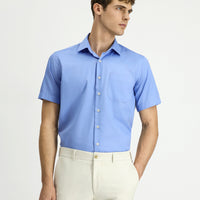 Açık Mavi Kısa Kol Regular Fit Pamuklu Non Iron Gömlek