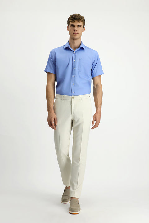 Light Blue Short Sleeve Regular Fit Cotton Non-Iron Shirt