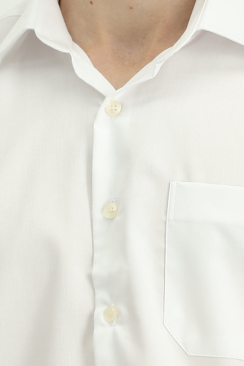 Beyaz Kısa Kol Regular Fit Pamuklu Non Iron Gömlek