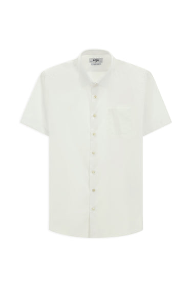 Beyaz Kısa Kol Regular Fit Pamuklu Non Iron Gömlek