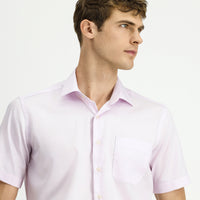 Toz Pembe Kısa Kol Regular Fit Pamuklu Non Iron Gömlek