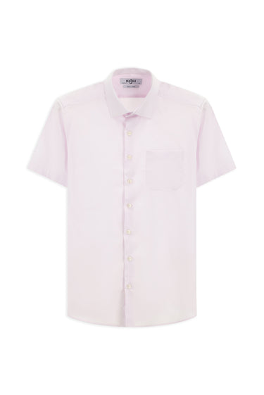 Toz Pembe Kısa Kol Regular Fit Pamuklu Non Iron Gömlek