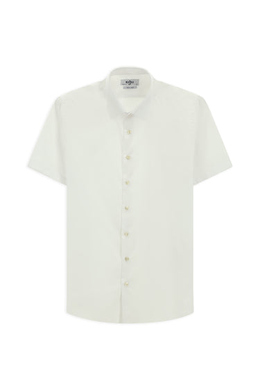 Beyaz Kısa Kol Regular Fit Non Iron Pamuklu Gömlek