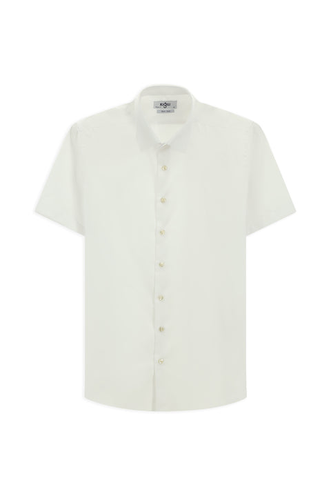 Beyaz Kısa Kol Regular Fit Non Iron Pamuklu Gömlek