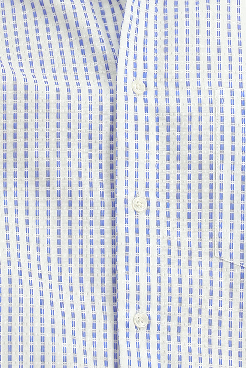 Mavi Kısa Kol Regular Fit Pamuk Çizgili Gömlek