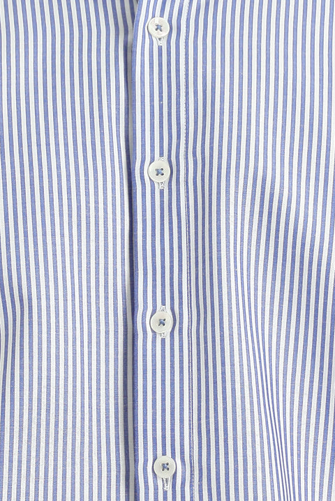 Mavi Kısa Kol Regular Fit Çizgili Pamuklu Kolay Ütülenebilir Gömlek