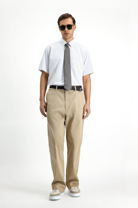 Açık Mavi Kısa Kol Regular Fit Ekose Pamuklu Kolay Ütülenebilir Gömlek