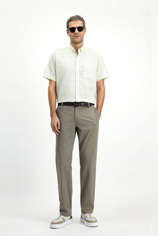  Mint Yeşili Kısa Kol Regular Fit Düğmeli Yaka Desenli Pamuklu Gömlek