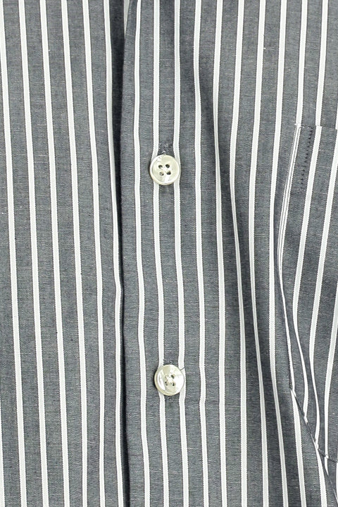 Koyu Füme Kısa Kol Regular Fit Çizgili Kolay Ütülenebilir Pamuklu Gömlek