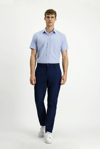  Aç?k Mavi K?sa Kol Regular Fit Ekose Pamuk Gömlek-Ki??l?