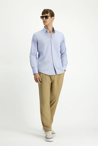  Mavi Uzun Kol Slim Fit Dar Kesim Klasik Desenli Pamuk Gömlek