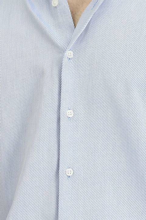 Mavi Uzun Kol Slim Fit Dar Kesim Klasik Desenli Pamuk Gömlek