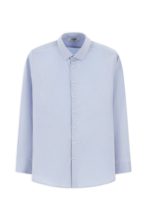 Mavi Uzun Kol Slim Fit Dar Kesim Klasik Desenli Pamuk Gömlek