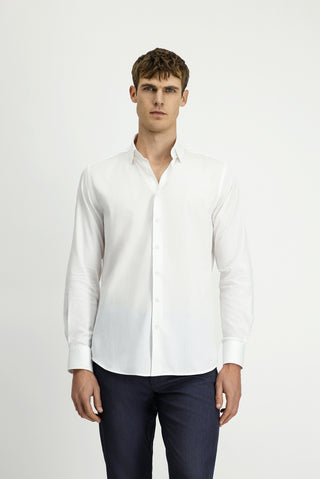  Beyaz Uzun Kol Slim Fit Dar Kesim Klasik Desenli Pamuk Gömlek