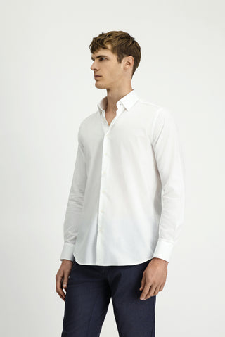  Beyaz Uzun Kol Slim Fit Dar Kesim Klasik Desenli Pamuk Gömlek