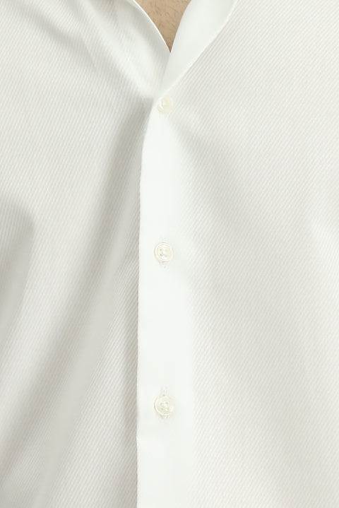 Beyaz Uzun Kol Slim Fit Dar Kesim Klasik Desenli Pamuk Gömlek